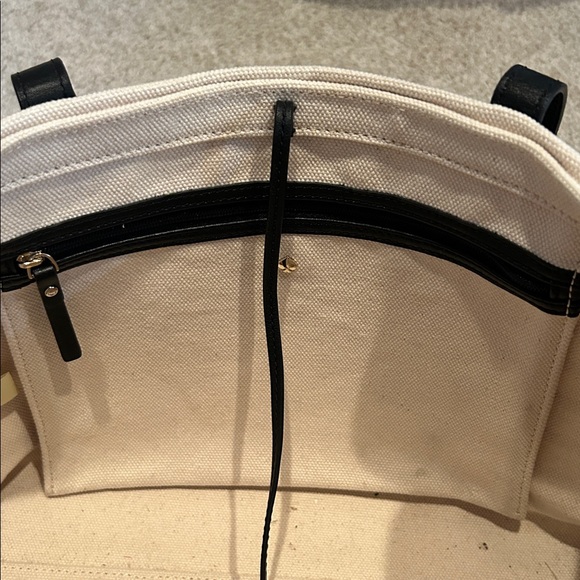 Kate Spade by the pool Black and Cream Striped Tote with jeweled pineapple - Picture 3 of 4